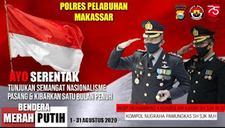 Kapolres Pelabuhan Ajak Masyarakat Kibarkan Bendera Merah Putih Satu Bulan 