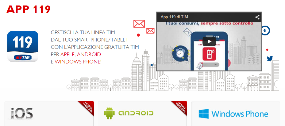 app 119 della tim che serve anche in caso di contatto