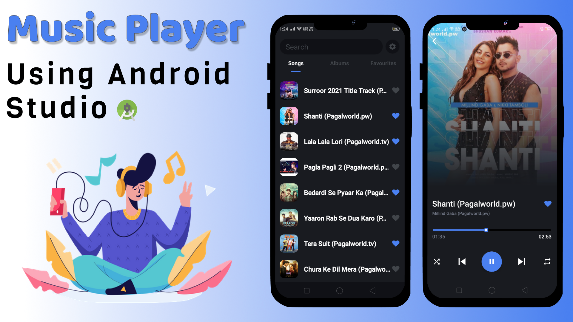 Music Player App in Android Studio Preview