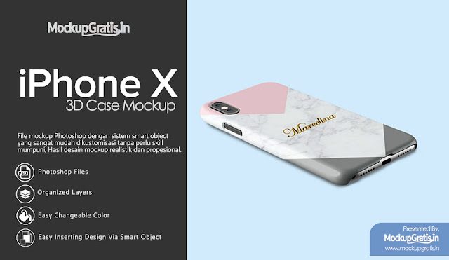 Mockup Custom Case 3D iPhone X Gratis