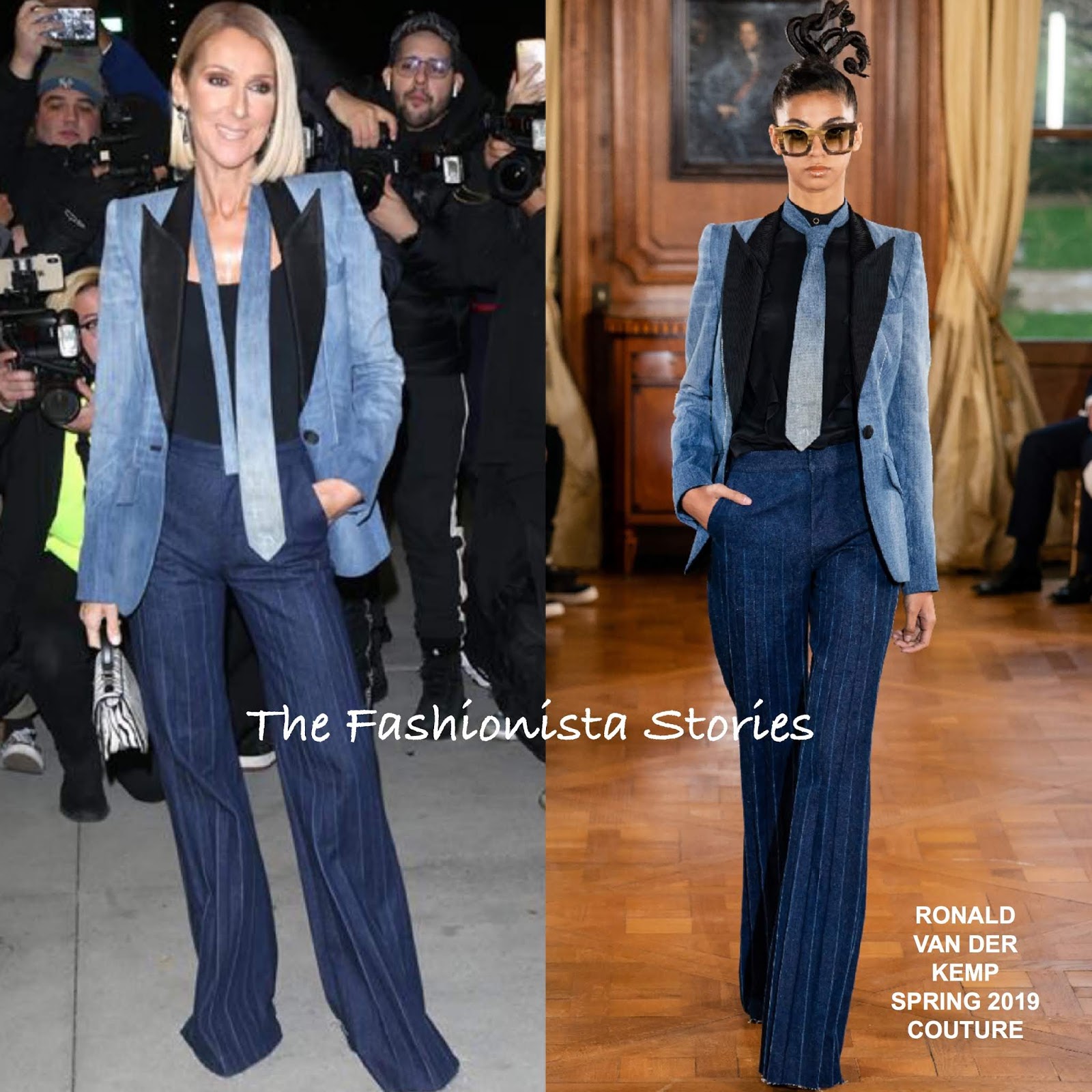 Celine Dion in Tom Ford & Ronald van der Kemp Couture Out in New York