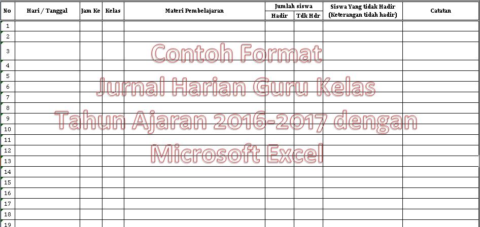 Contoh Format Jurnal Harian Guru Kelas Semua Jenjang Sekolah Tahun