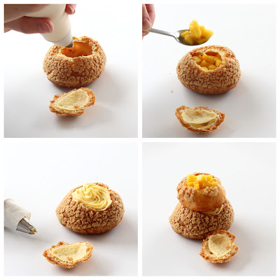 Montage des religieuse mangue - passion & citron vert Illustration montage des religieuse mangue - passion & citron vert