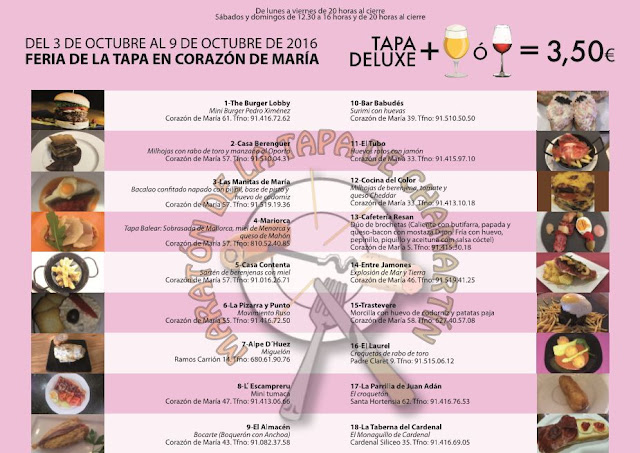 Ruta de la Tapa de Chamartín 2016 en Corazón de María
