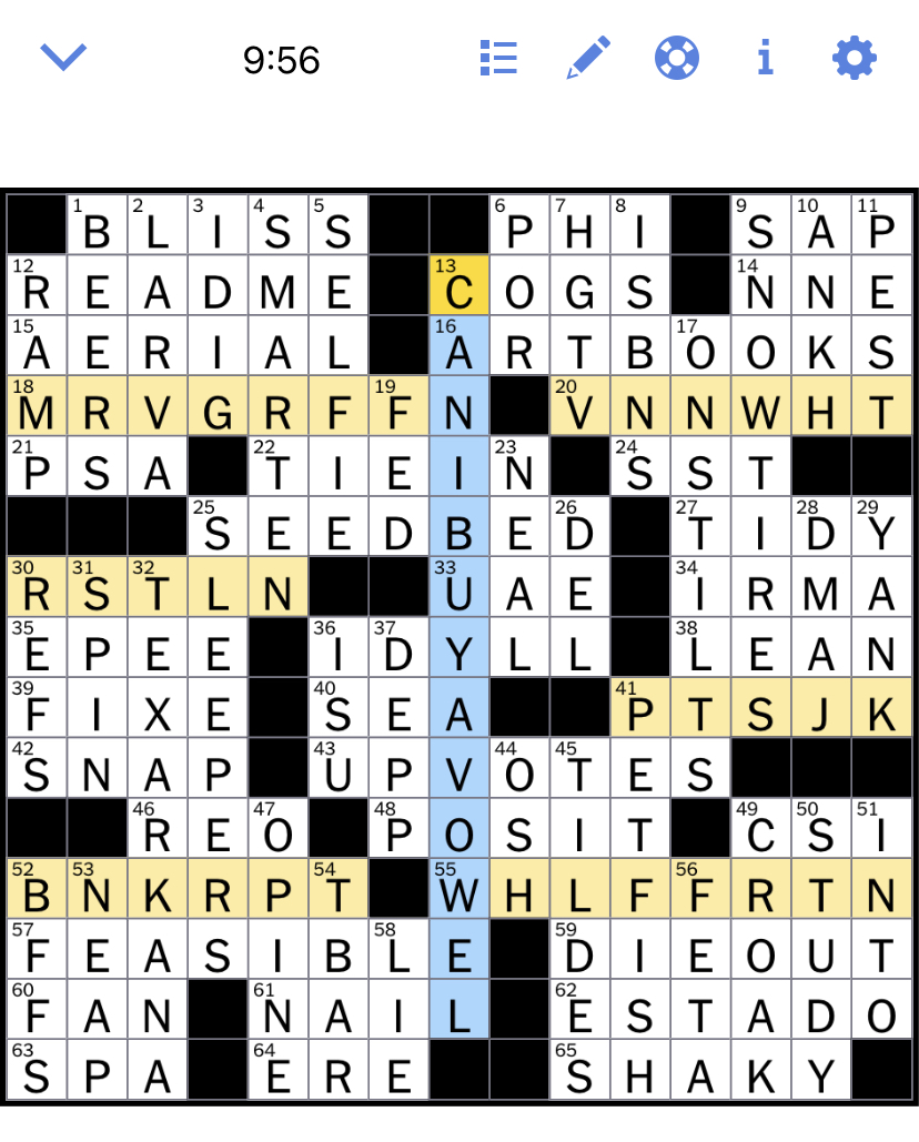 The New York Times Crossword Puzzle Solved Thursday's New York Times
