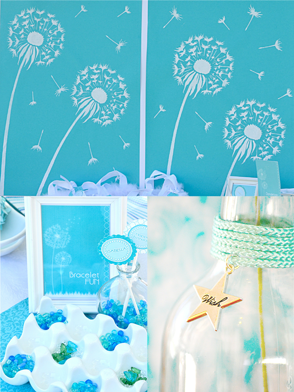 A Blue & White Dandelion Inspired Make a Wish Birthday Party - BirdsParty.com