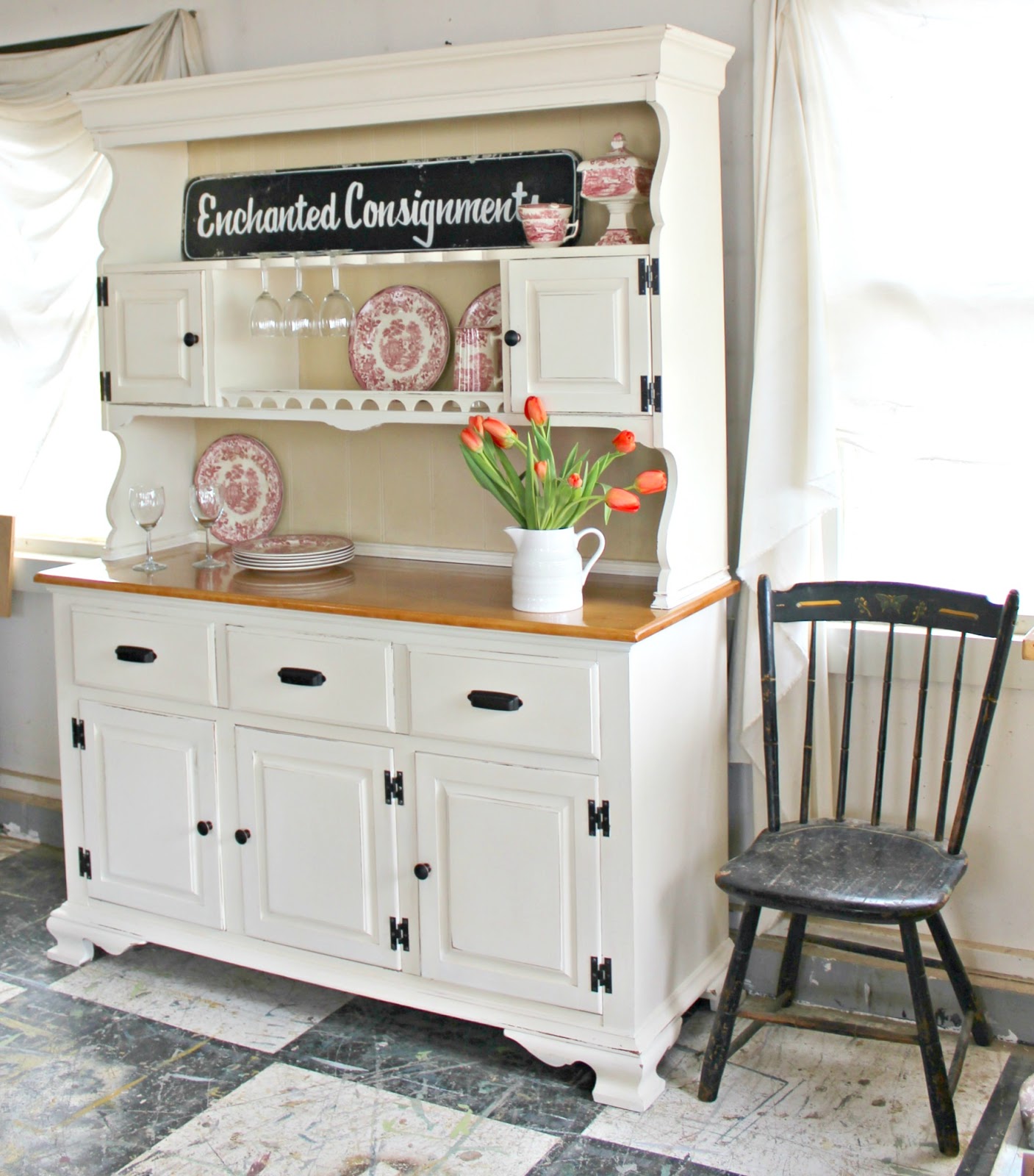 Heir and Space A Vintage Hutch in Linen and Ivory