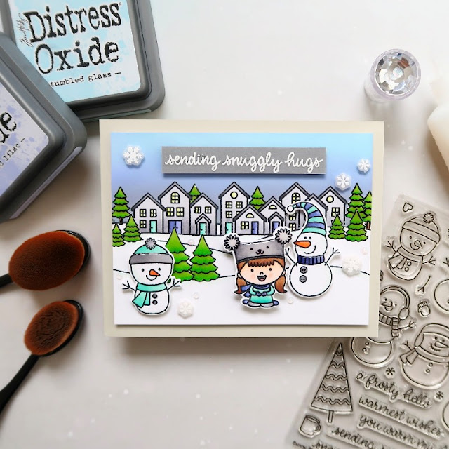 Sunny Studio Stamps: Feeling Frosty Scenic Route Sliding Window Dies Winter Themed Cards by Laura Sterckx