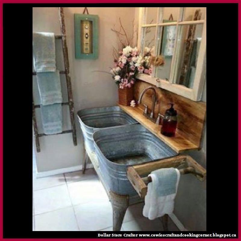 Dollar Store Crafter Turn Galvanized Buckets Into A 'Farmhouse Themed' Bathroom Double Sink