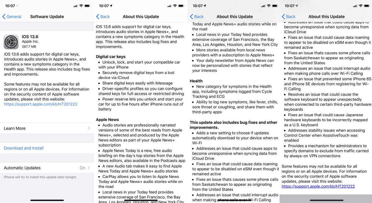 iOS 13.6 and iPadOS 13.6 Features Changelog