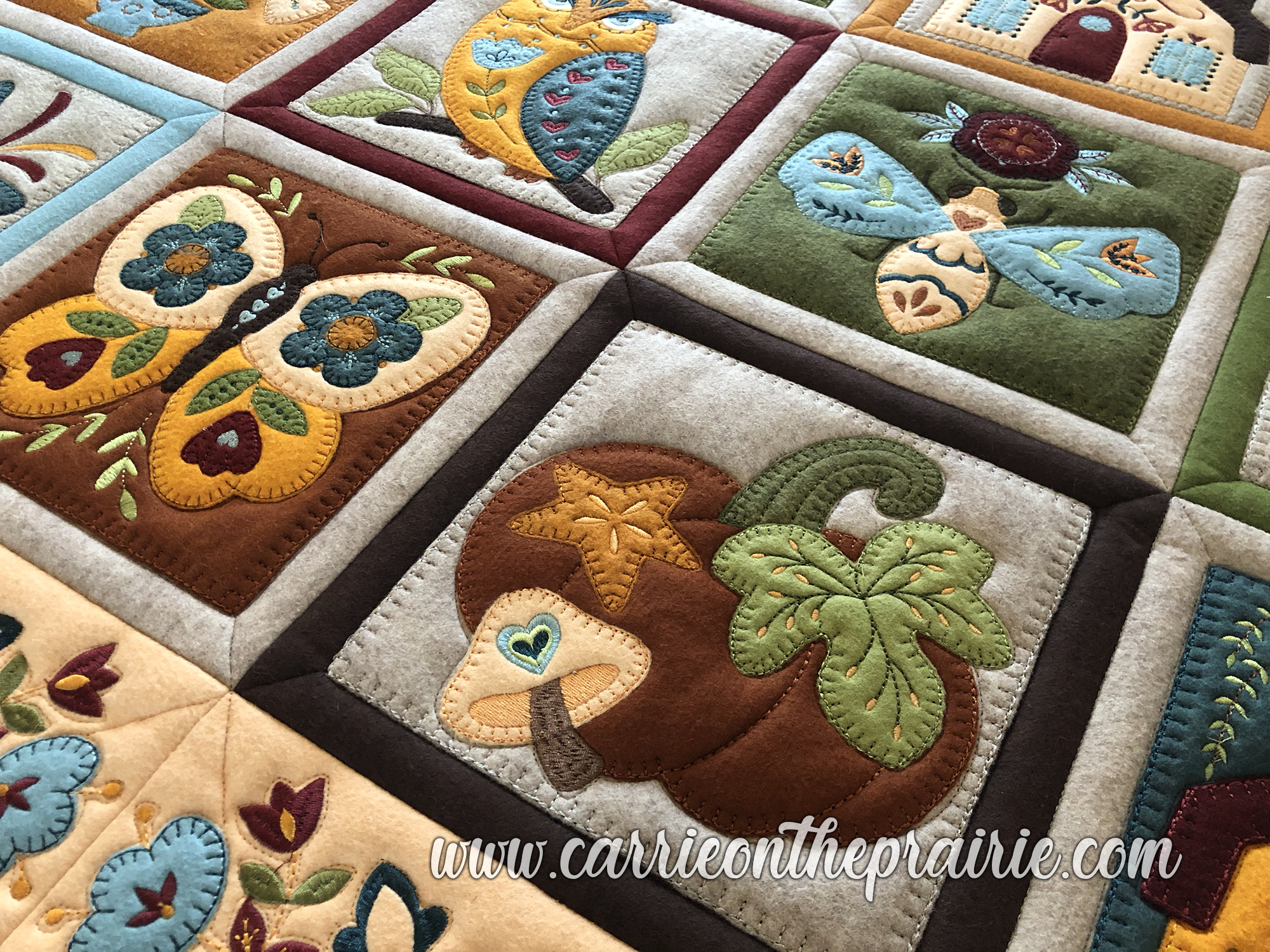 Carrie On The Prairie Rumpled Felt Applique Quilt