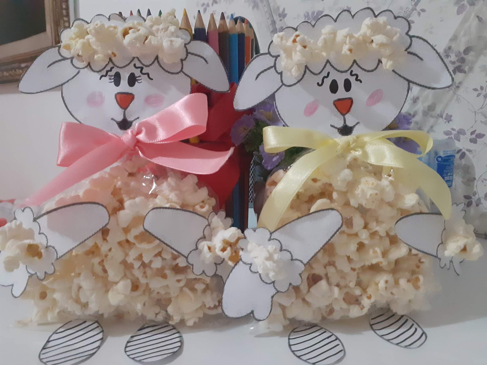 Cordeirinho Pipoca para a páscoa com molde