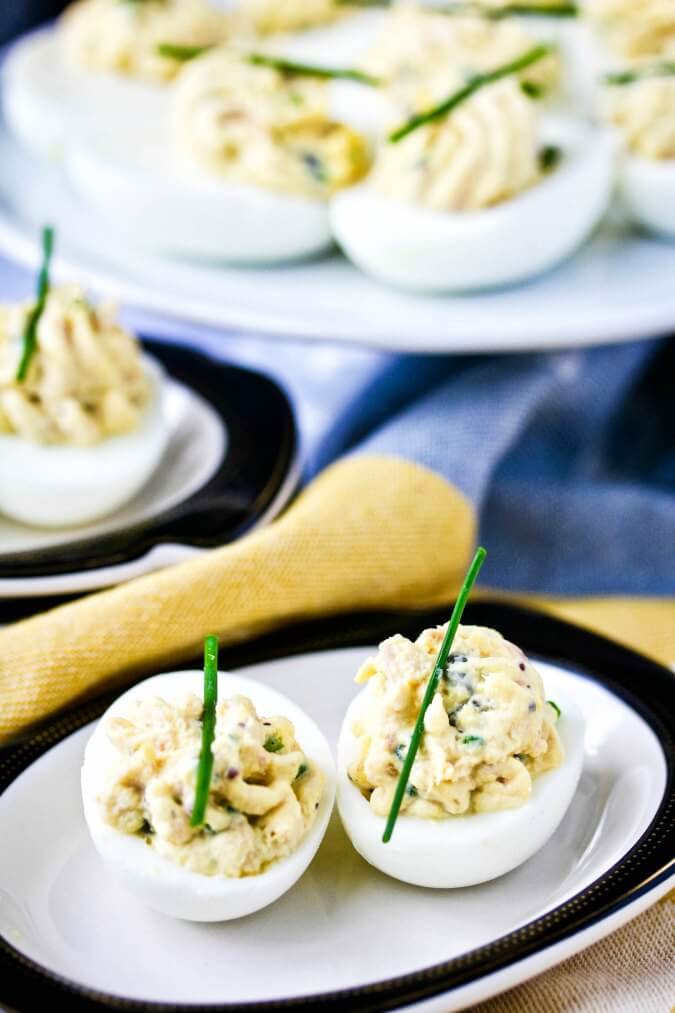 Deviled Eggs with Tuna, Capers, and Chives Karen's Kitchen Stories