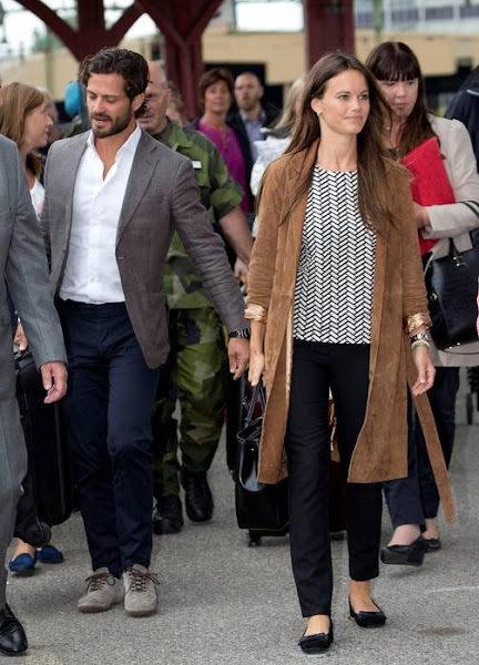 Prince Carl Philip and Princess Sofia of Sweden traveling by train from Stockholm to Karlstad for their two day visit to the region Varmland 