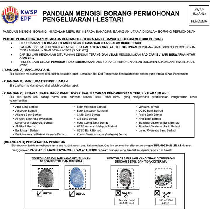 Borang Permohonan I Lestari Kwsp Alternatif Untuk Membuat Pengeluaran