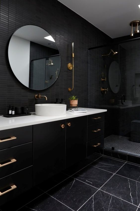 Beautiful Dramatic Bathroom Interiors Inspiration