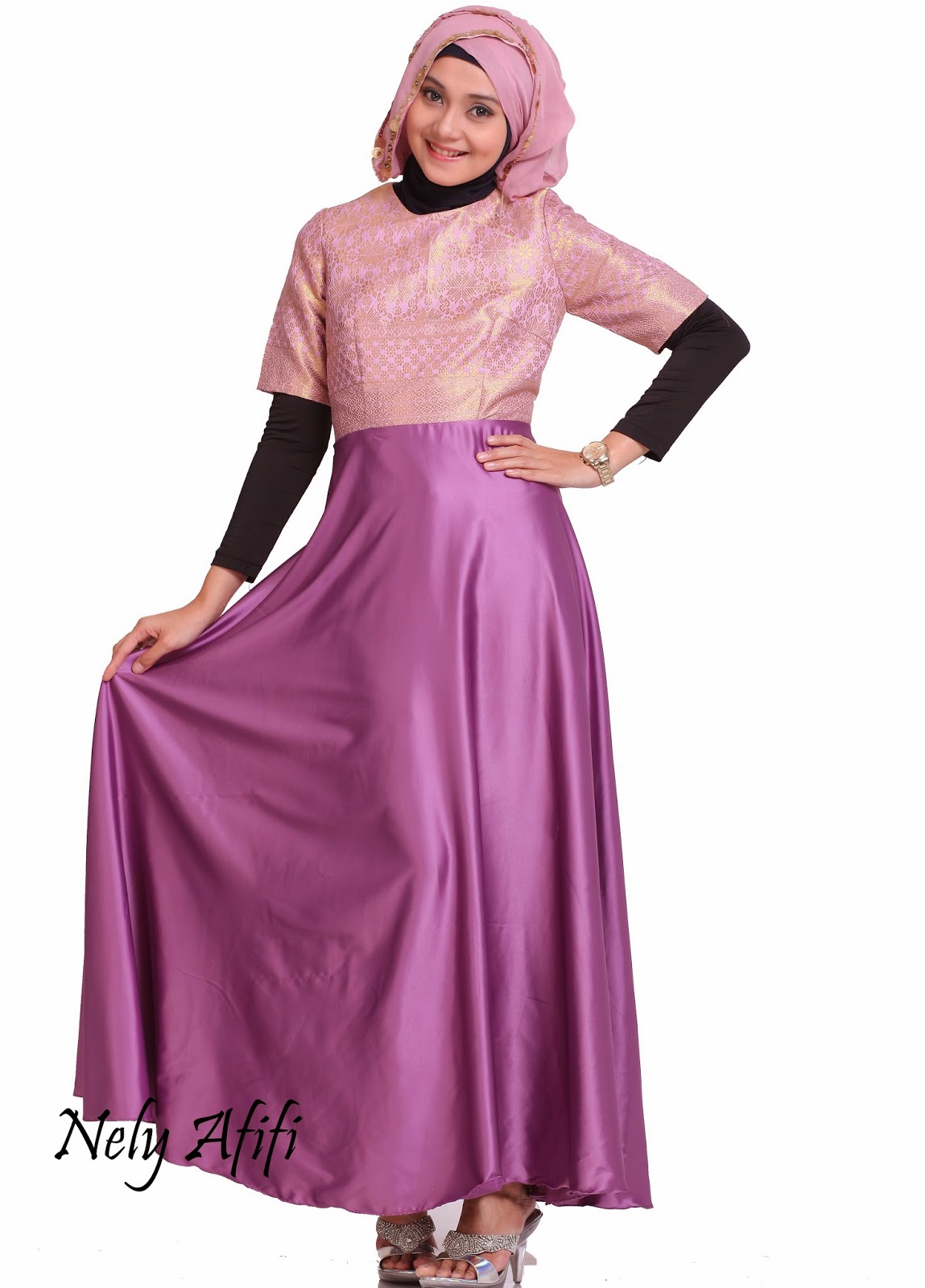 Nely Afifi Fashion Designer Jahit Gamis  pesta dari  bahan  