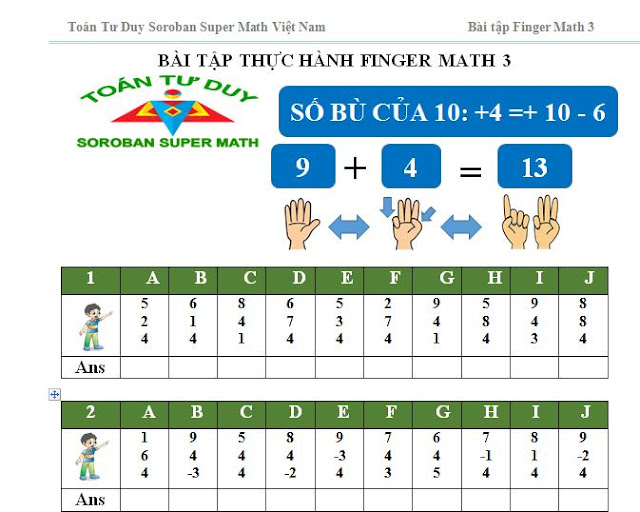 Bài tập thực hành finger math