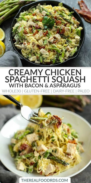 Creamy Chicken Spaghetti Squash with Bacon and Asparagus | FAST FOOD ...
