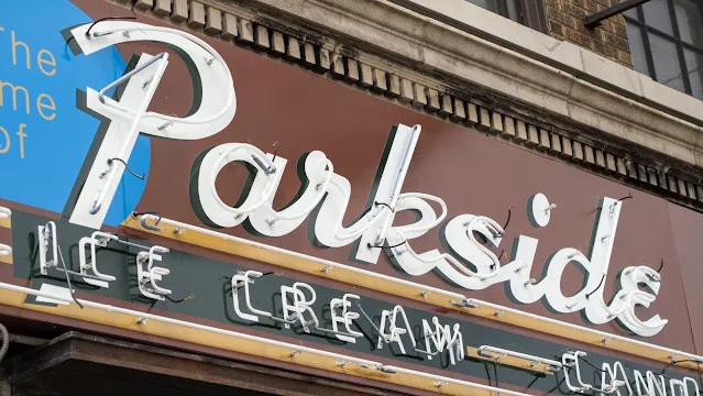 Architecture Buffalo: Parkside Candy sign in Buffalo, New York