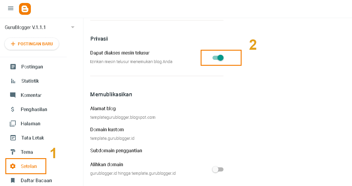 Setelan Privasi Blogger Untuk Menampilkan / Menyembunyikan Blog setelan-privacy-blogger