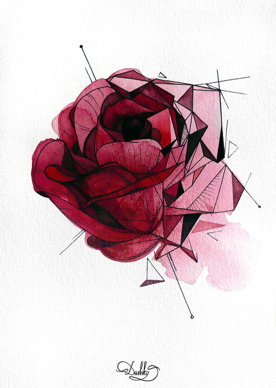 geometric rose tattoo designs