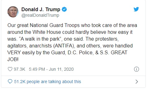 Donald J.Trump twitter message