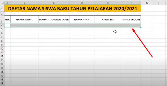blok baris di excel