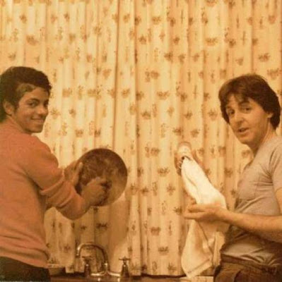 Paul McCarthy and Micheal Jackson doing the washing up.