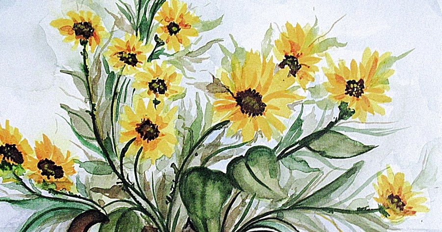 Bunch of sunflowers - Watercolor art 