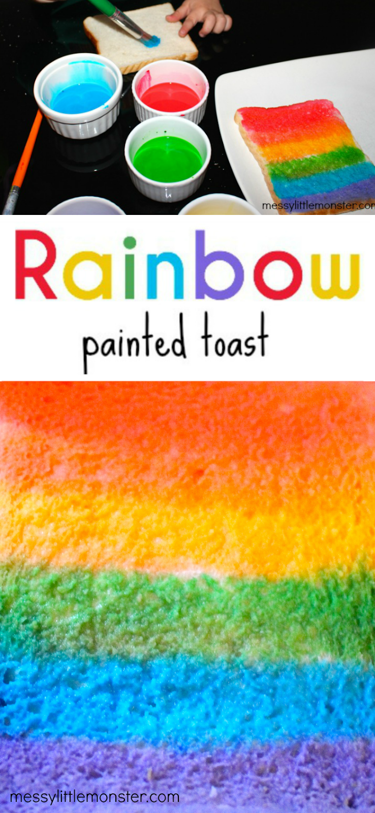 Rainbow Painted Toast Bread painting to make edible art! Messy