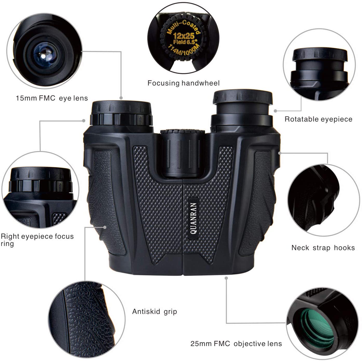 Review QUANRAN 12x25 HD High Power Compact Binoculars