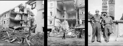 Leistnerstrasse after the bombing with American soldiers after the war