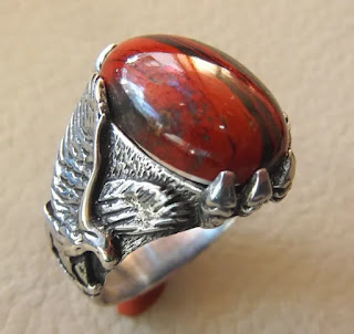 Red Jasper Birthstone 925 Silver Jewellery Ring.