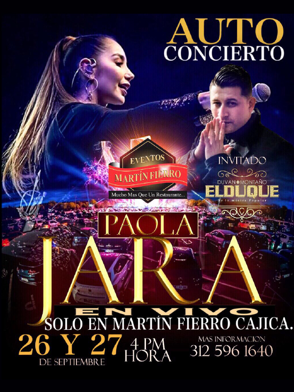 Primer “Autoconcierto” de Colombia con PAOLA JARA Zona Bogota DC Diversión y Cultura