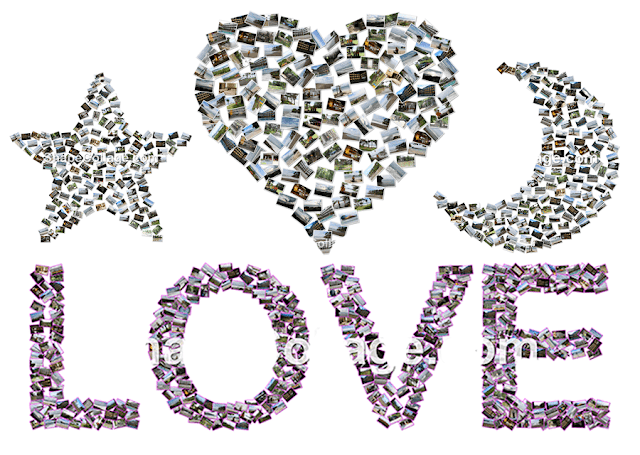Cara Mudah Membuat Kolase Collage Foto Bentuk Unik, Love, bintang 