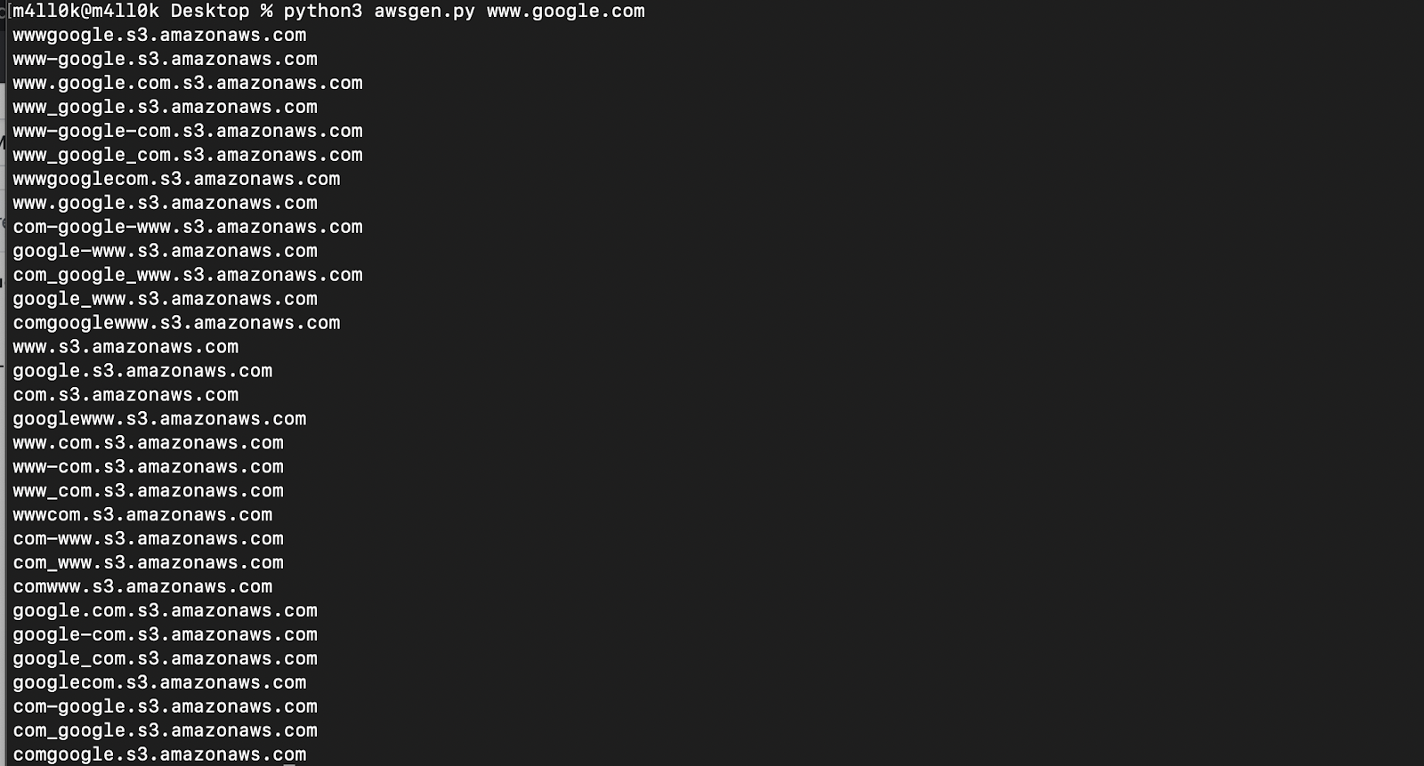 AWSGen.py Generates Permutations, Alterations And Mutations Of AWS S3