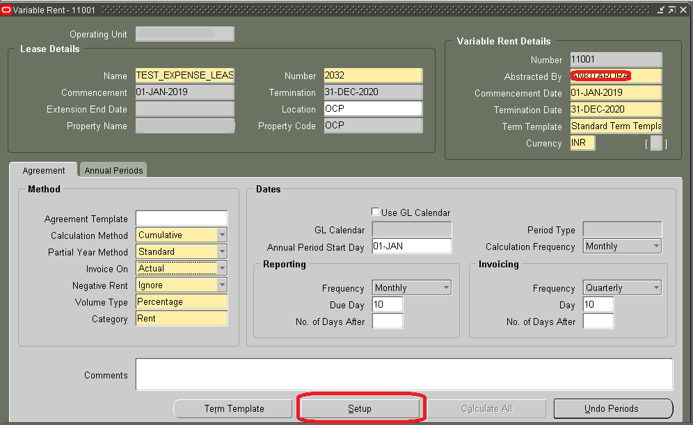 Yes, Its Oracle EBS Variable Rent