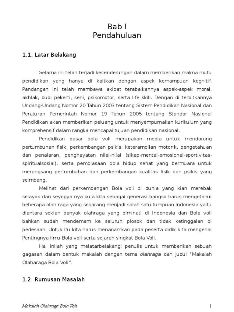 makalah tentang bola voli - wood scribd indo