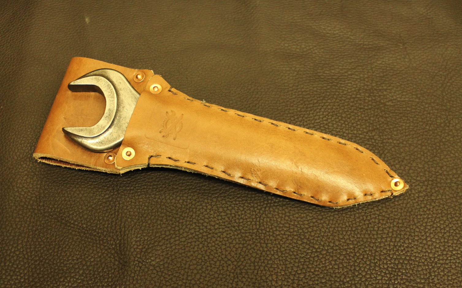 Rusty Knuckles Custom Wrench Knife and Leather Sheath As A Give Away Prize Rusty Knuckles