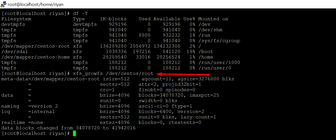 Cara menambahkan size pada file system Centos
