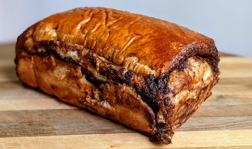 A loaf of cinnamon bread