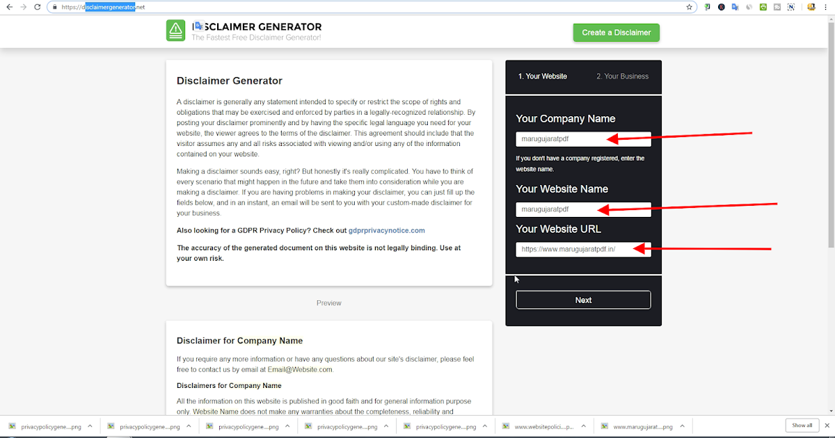 free disclaimer generator for websites