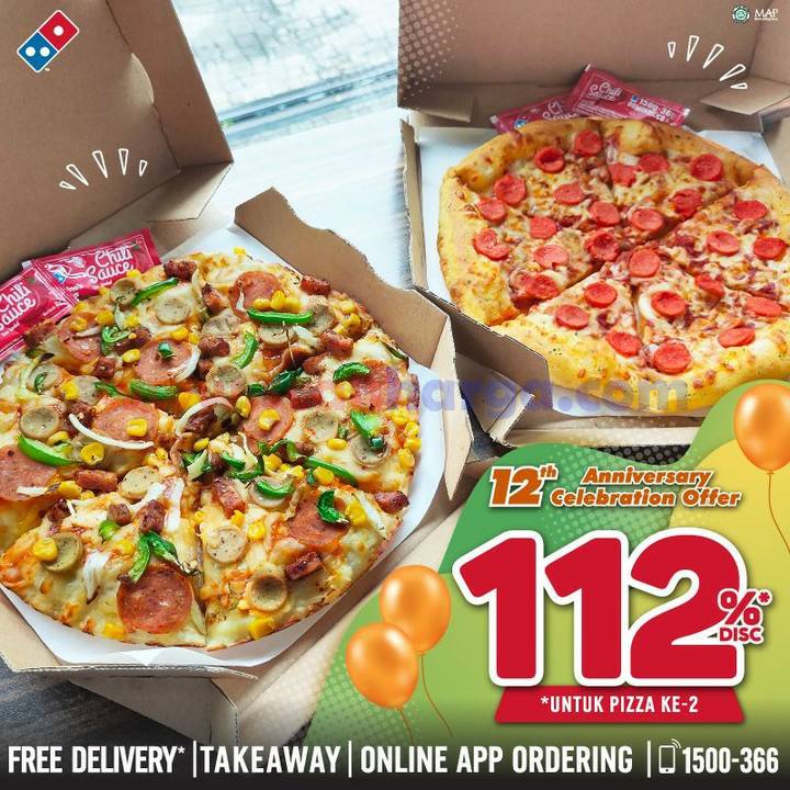 Dominos Pizza Promo 12th Anniversary Diskon 112 untuk