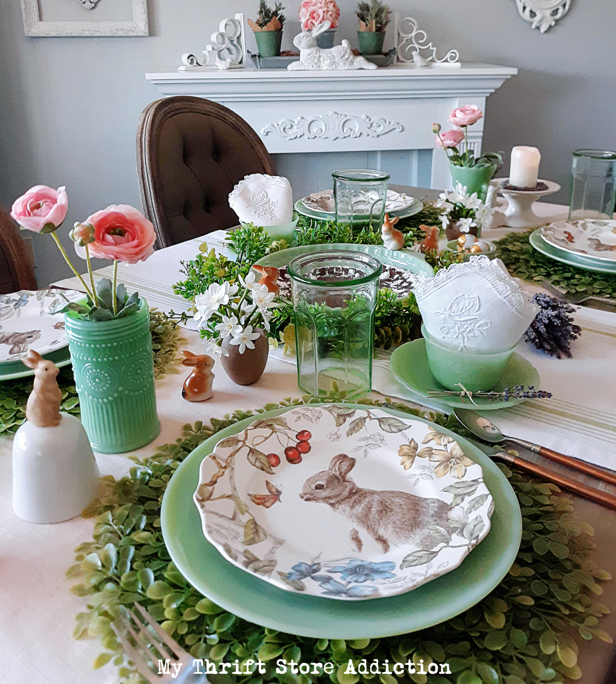 whimsical vintage Easter tablescape