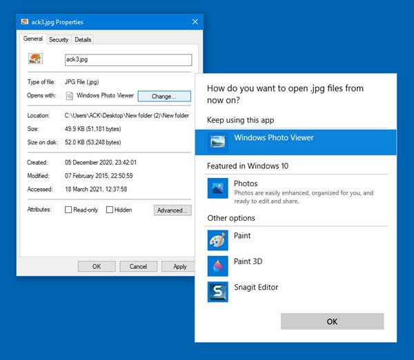 Изменить ассоциации файлов в Windows 10