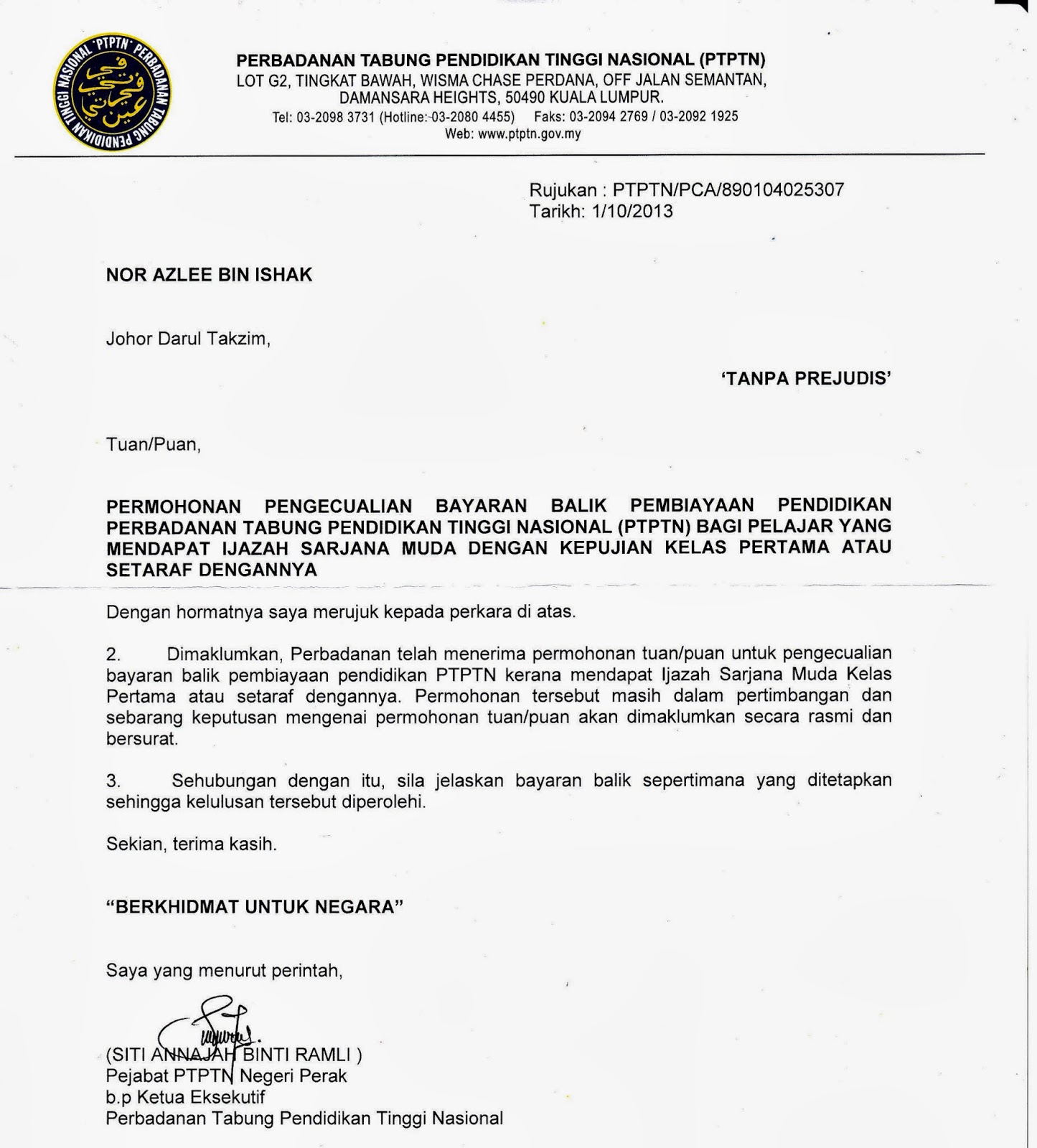 Surat Contoh Pelepasan Cukai