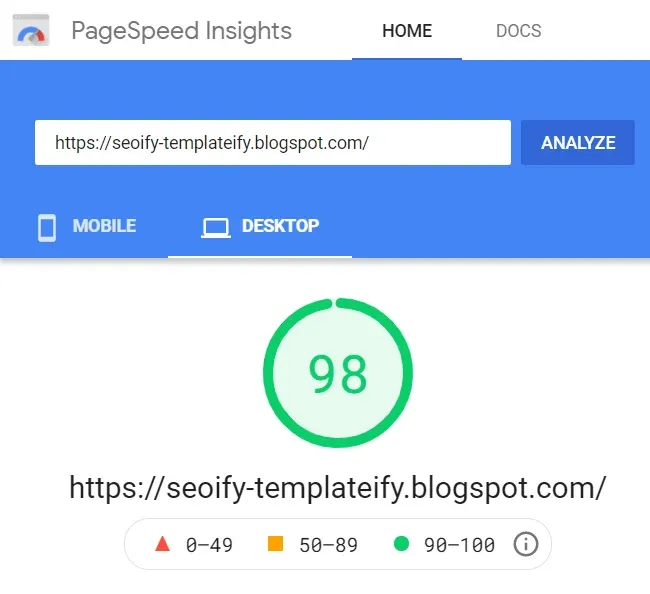 Seoify - Blogger Template Googlepagespeed Performance