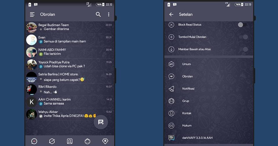 Download BBM MOD Dark Navy v3.3.0.16 by AAH Gratis For Android
