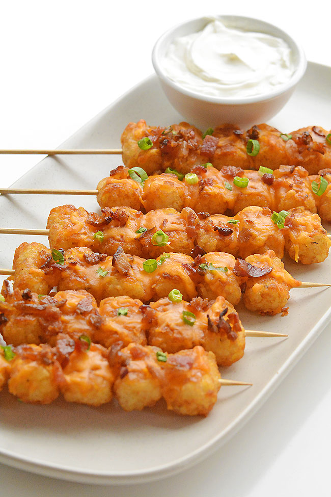 Loaded Tater Tot Skewers Recipe CRAVING RECIPE